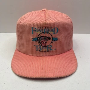 Vintage rosa Cord alter Fischkopf Bier Colorado Strapback Mütze Kappe Kopfbedeckung - Bild 1 von 5