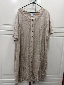 Vestido para mujer The Paragon 3X beige bordado con botones - Imagen 1 de 4