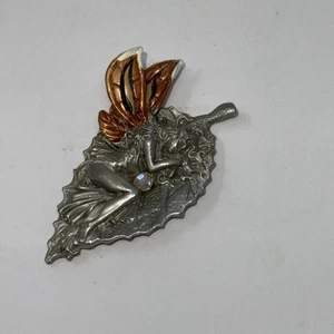 Ridolfi Gallo 1992 Zinn 8055 Fee Pixie kleine Figur schlafend auf einem Blatt Vintage - Bild 1 von 3