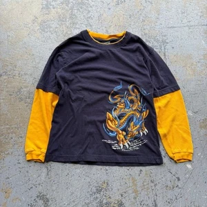 Vintage Y2K Top Heavy Dragon Tribal Layered Longsleeve - Picture 1 of 7