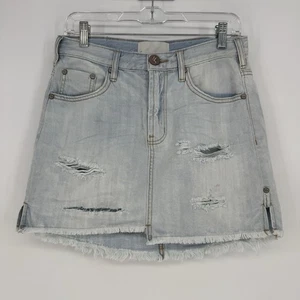 One Teaspoon Denim Skirt Womens 28 Blue 2020 High Waist Mini Distressed Fray Hem - Picture 1 of 7