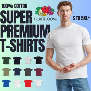 Mens t shirts 100% mens t shirt super premium t-shirts fruit of the loom tee - Picture 1 of 13