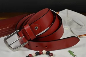 CINTURÓN HOMBRE ROJO 35MM PIEL AUTÉNTICA HECHO A MANO ESPAÑA VESTIDO MALATHER CLASSIC - Imagen 1 de 10