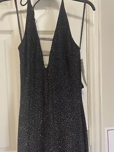 Betsy & Adam Formal Halter Dress Size 6 Black Tie Neck Maxi - Picture 1 of 11
