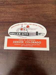 Vintage Rollschuh Eisbahn Aufkleber Sticker Label Roller City Denver Colorado - Bild 1 von 2