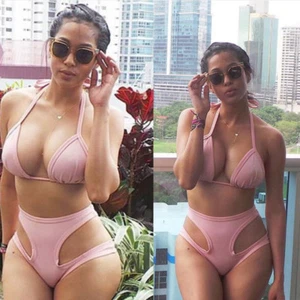 New Women's Sexy Pink Two Piece Padded Bikini Swimsuit Bathing Suit Swimwear - Picture 1 of 6