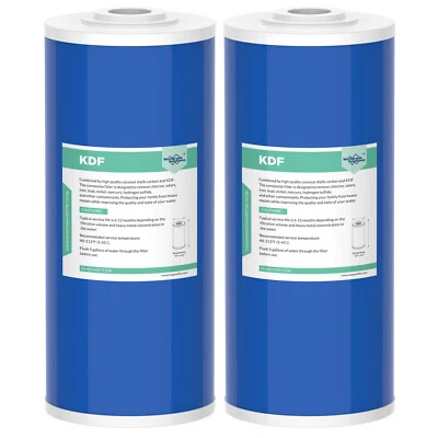 4 Pack 10"x4.5" Big Blue KDF Carbon Whole House Water Filter Softener Cartridges - Image 1 of 4
