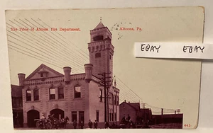 1909 ALTOONA PA. FEUERWEHR PFERDEWAGEN MOTOR FEUERWEHRMÄNNER + SELTENE DEUTSCHE POSTKARTE - Bild 1 von 2