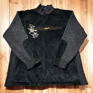 Johnny Blaze Mens Black Pullover Sweater Suede Trim Long Sleeve Acrylic Size XL - Picture 1 of 10