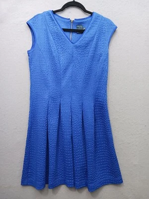 Jacquard texturizado azul cobalto Gabby Skye Fit & Flare hasta la rodilla 10 Foto 1 de 4