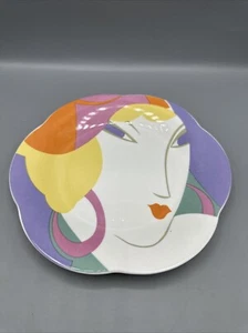 Vintage Sango Larry Laslo Collection Visage Luncheon Plate 8.5" Woman Earrings - Picture 1 of 5