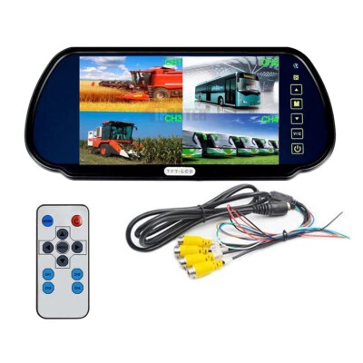 7" Quad Monitor Split Screen 4CH Rear View 12-24v Monitor for Car Camera Truck - Image 1 of 4