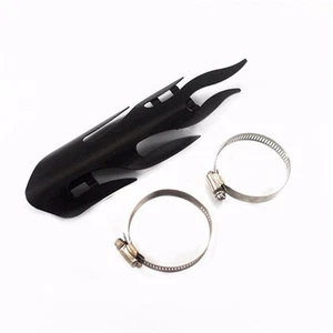 Black Flame Shape Exhaust Muffler Pipe Heat Shield Heel Guard Motorbike Custom - Picture 1 of 4