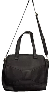 Yoki Messenger Crossbody Tote Bag Black Faux Leather~ Handles Or Shoulder Strap - Picture 1 of 15