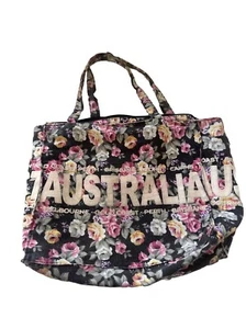 Bolso de Mano Australia Floral Negro Rosa Estampado Rosa Recuerdo Viaje Shopper Bolso de Mano - Imagen 1 de 7