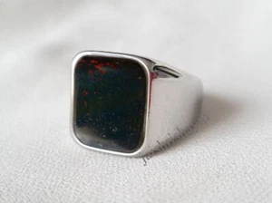 Bloodstone Signet Ring Sterling Silver Gemstone Ring For Men Gift Vintage Ring - Picture 1 of 5