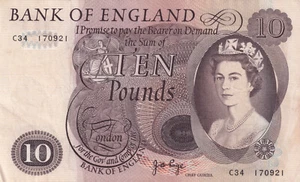 England 10 Pounds 1970 P-376c XF+ banknote - Picture 1 of 4