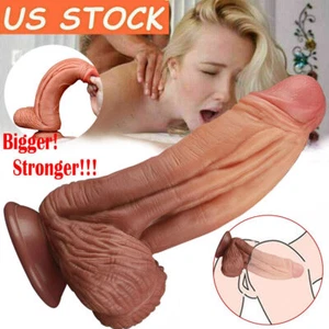 New Silicone Realistic Huge Dildo Suction Cup Anal Vagina Sex-Toys for Women - Picture 1 of 54