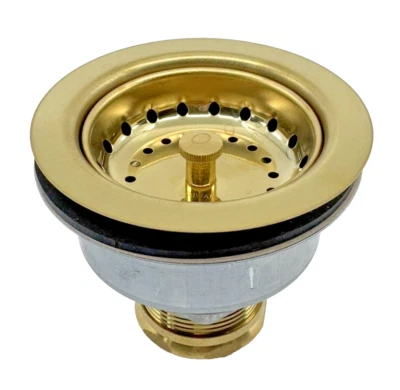 Kingston Latón K112 Tacoma 3 1/2" Fregadero de Cocina Cesta Colador Latón Pulido Foto 1 de 4