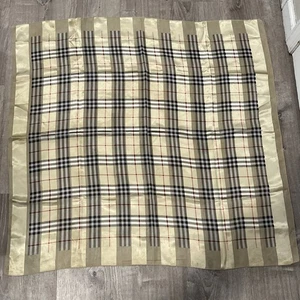 Vintage Burberry Nova Check Big Silk Scarf Square - Picture 1 of 9