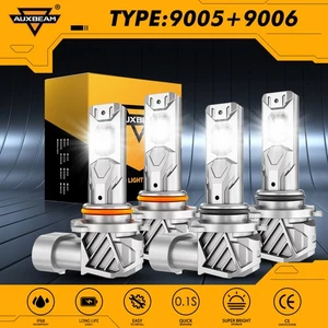 AUXBEAM 1:1 9005 9006 Fanless LED Headlight Kit Light Bulbs High Low Beam 6500K - Picture 1 of 15