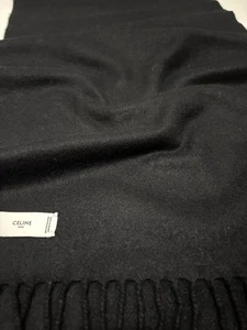 Celine 100% Cashmere Black Scarf Made In England - Picture 1 of 10