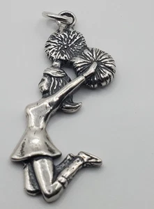 Sterling Silver .925 Cheerleader Charm- 2.1 Grams 1.1" - Picture 1 of 3