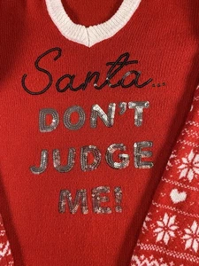 No Boundaries Pullover Damen rot Santa Kapuze Fair Isle Pailletten Pulli Small - Bild 1 von 9