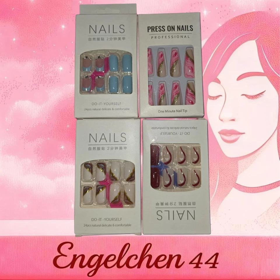 Fingernägel Kunstnägel Maniküre Glänzend Elegant falsche Nägel Fake Nails Kleber - Bild 1 von 1