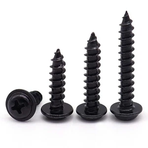 Flanged Self Tapping Screws Flange Tappers Carbon steel Black M1.2 M1.4 - M4 - Picture 1 of 48
