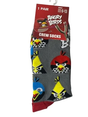 Calcetines Angry Birds Para Hombre Crew Gris Gráfico Jugador Novedad Divertido Dibujos Animados Regalo Talla Única Foto 1 de 3