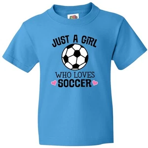 Inktastic Just A Girl Who Loves Soccer Youth T-Shirt Team Player Childs Apparel - Picture 1 of 7