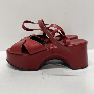 Plataforma con hebilla de cuero rojo Robert Clergerie Babel 2576 para mujer talla 9,5 Foto 1 de 4