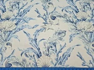 P Kaufmann TARRAMAR MEDITERRANEAN Cotton Blue Reef Drapery Uph Fabric - Picture 1 of 4