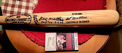 EDDIE MATHEWS SIGNED LOUISVILLE SLUGGER GAME  MODEL BAT WITH 512 HRS AND HOF 78  - Image 1 of 3