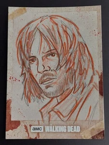 2018 Topps Walking Dead Season 8 DARYL DIXON Sketch Art Card By Adam Worton 1/1 - Picture 1 of 2