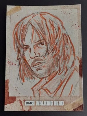 2018 Topps Walking Dead Season 8 DARYL DIXON Sketch Art Card By Adam Worton 1/1 - Image 1 of 2
