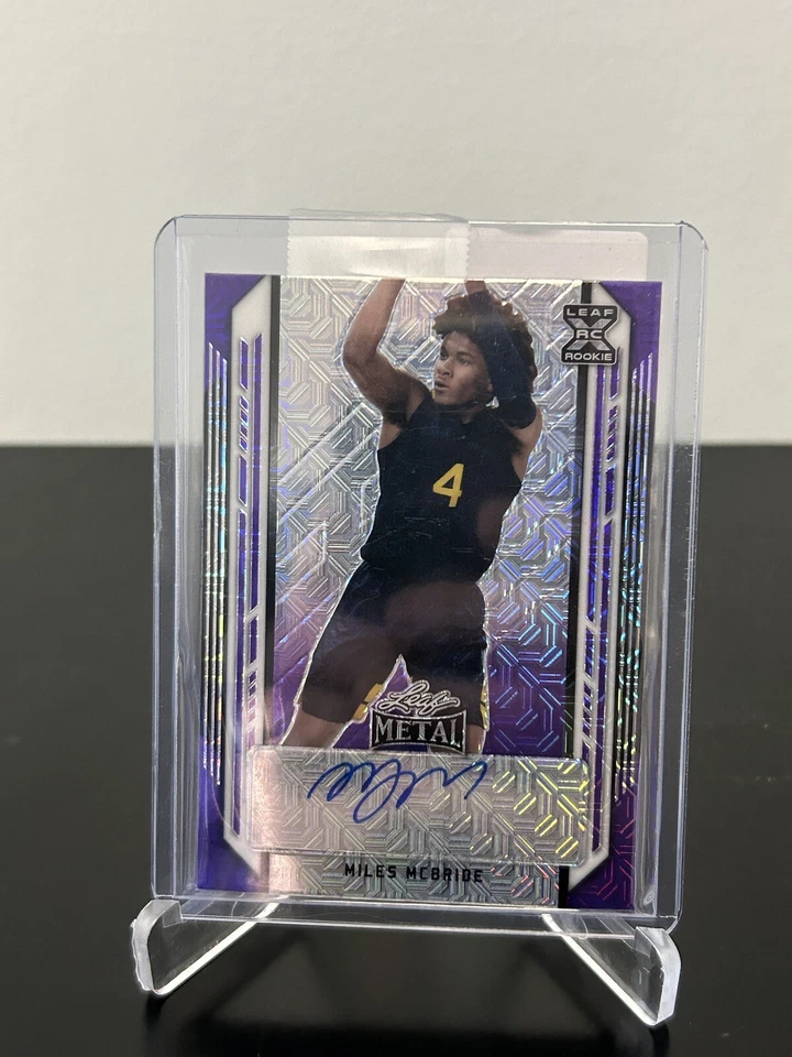 2022 Leaf Metal Miles McBride Purple Prismatic Auto RC #7/15. WVU Basketball. - Image 1 of 3