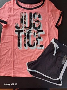 NWT Justice Girls Floral Logo Top Size 12/14 - Dolphin Shorts Size 12 (100) - Picture 1 of 3
