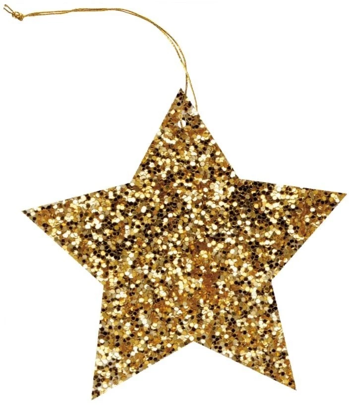 Etiquetas de presente The Gift Wrap Company cortadas, estrela de glitter dourado (36-900) - Imagem 1 de 1