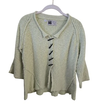 Suéter Habitat Verde Menta Mezcla de Lino Sostenible Lagonlook Manga 3/4 Talla M Foto 1 de 4