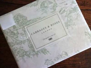 CABBAGES & ROSES COUNTRY TOILE Sage GREEN COTTON Percale KING XDP SHEET SET - Picture 1 of 6