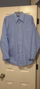 Arrow Mens Fitted-Fit Dress Shirt Long Sleeves Blue L 16 1/2 - Picture 1 of 8