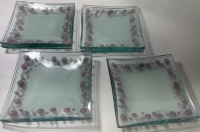 16 Pampered Chef Daisy Glass Dessert Plates 2818 Pink White 6×6 Inch 4 Boxes NIB - Image 1 of 4