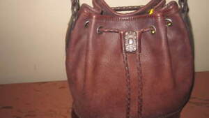 Vintage Fossil Brown Pebbled Leather Purse Shoulder Bucket  Bag