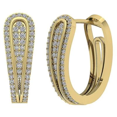 Hoops Earrings Round Cut Diamond SI1 G 1.10 Carat 0.90 Inch 14K Yellow Gold - Image 1 of 4