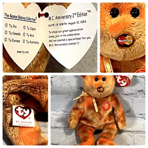 Mastercard 8" Ty Beanie Baby Beary 2da Edición Aniversario RARO - Imagen 1 de 8