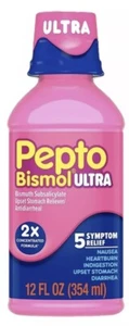 Pepto Bismol Ultra Liquid for Upset Stomach, 5 Symptom Relief, Original, 12 oz - Picture 1 of 3