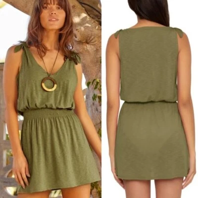 Becca Seaweed Breezy básico gola V cobertura de mergulho tamanho grande verde gravata ombros - Imagem 1 de 4