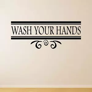 Lávate las manos cocina baño cotización pared calcomanía transferencia vinilo mate Reino Unido - Imagen 1 de 36